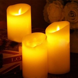 3PCS Flameless Wax LED Flickering Candles Dancing Battery Mood Lights Tealights