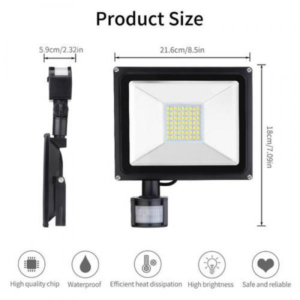 30W LED Motion Sensor Outdoor Flood Light Warm White Spot Lamp Waterproof 220V 