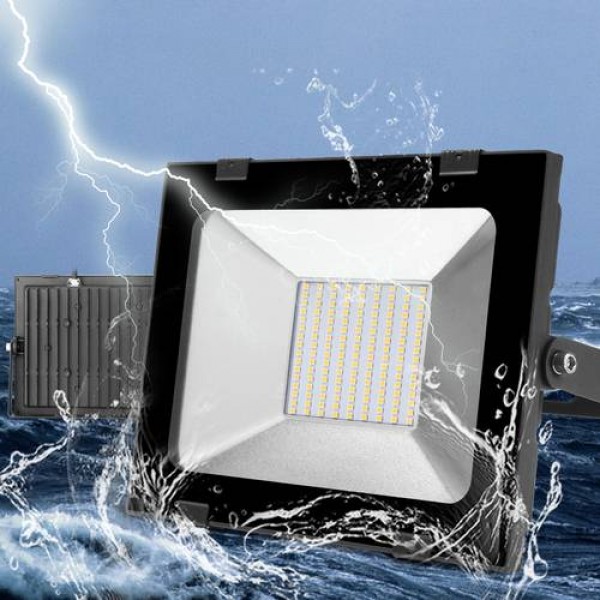100W LED Ultra-thin Floodlight Super Bright Working Waterproof Warm White 220V 