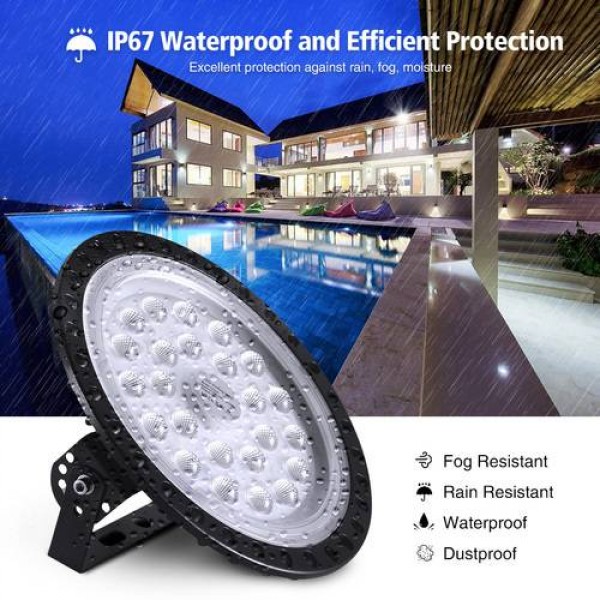 100W LED High Bay Light Low Bay UFO Warehouse Industrial Lights Cool White 
