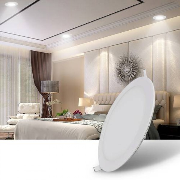 24W Ultra Slim Round LED Ceiling Light Panel Flush Mount Fixture Cool White 