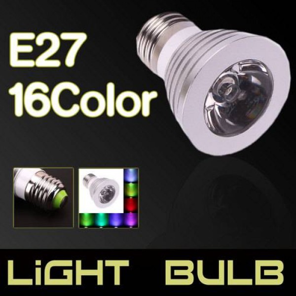 E27 3W 85V-265V 16-color Remote Control LED Spotlight 