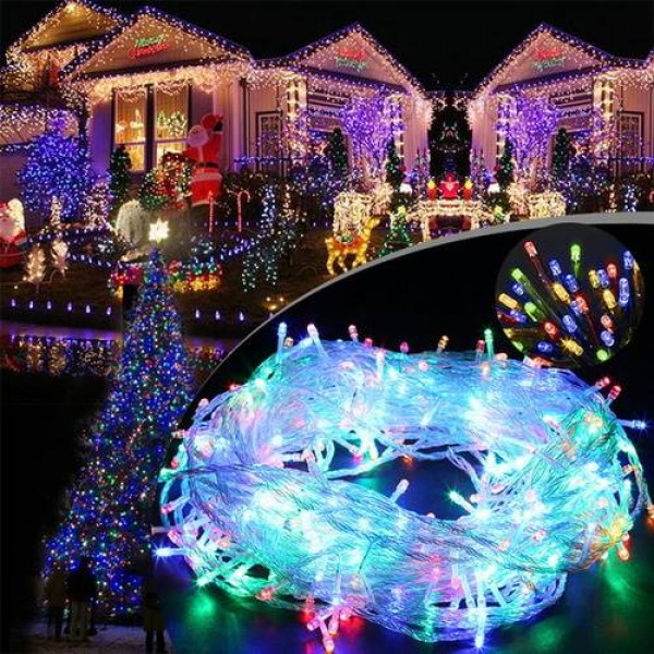 10m 80LED Batterie Lichterkette Wasserdicht Lichter Garten Party Mehrfarbe 