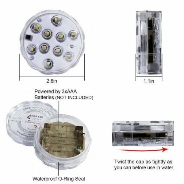 1pcs Waterproof LED Diving Lamp Remote Control Decor 