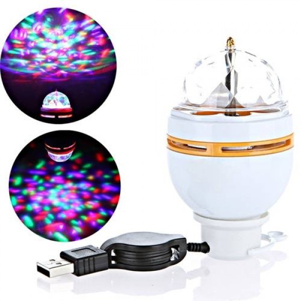 3W LED Portable Stage DJ Light Auto Rotating Bulb with USB Interface 